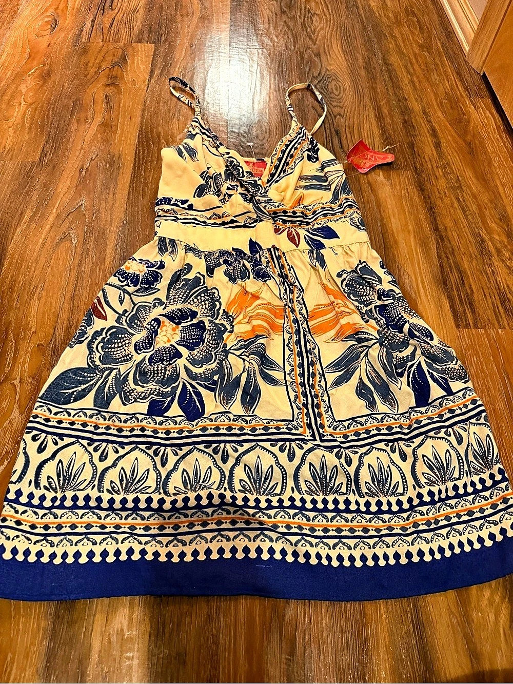 Angie Floral Twist Front Sundress Yellow & Blue